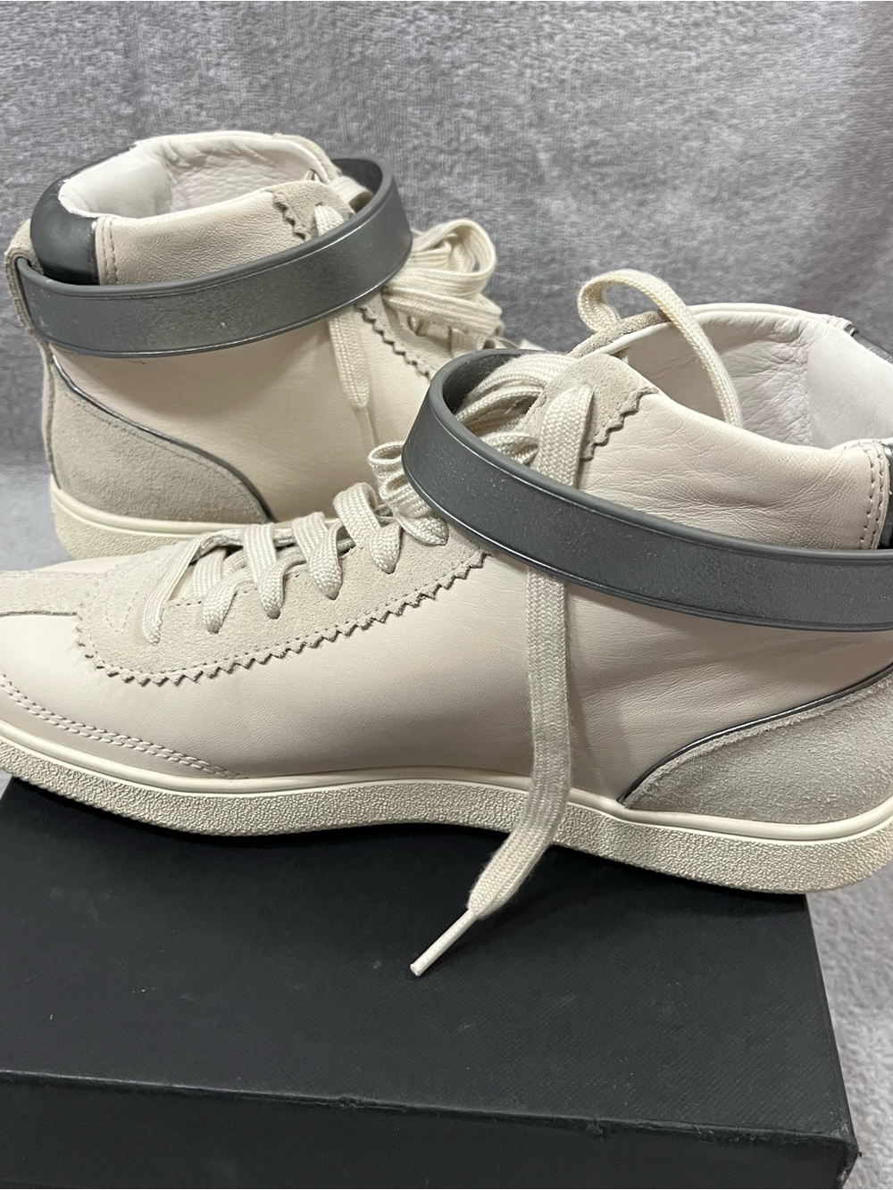 Coach Q9125 C213 Chalk White Leather Suede High Top Sneakers Shoes size 9.5 - Picture 8 of 11